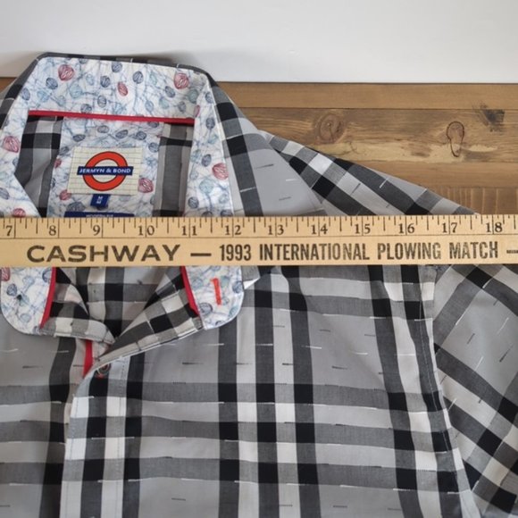 Jermyn & Bond Black White Check Modern Fit Cotton Button Down Shirt - Picture 9 of 13